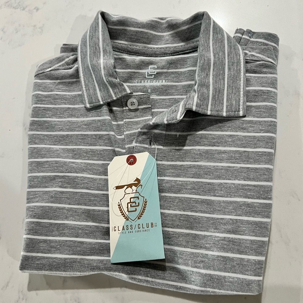 Class club  Charcoal and White Polo Shirt